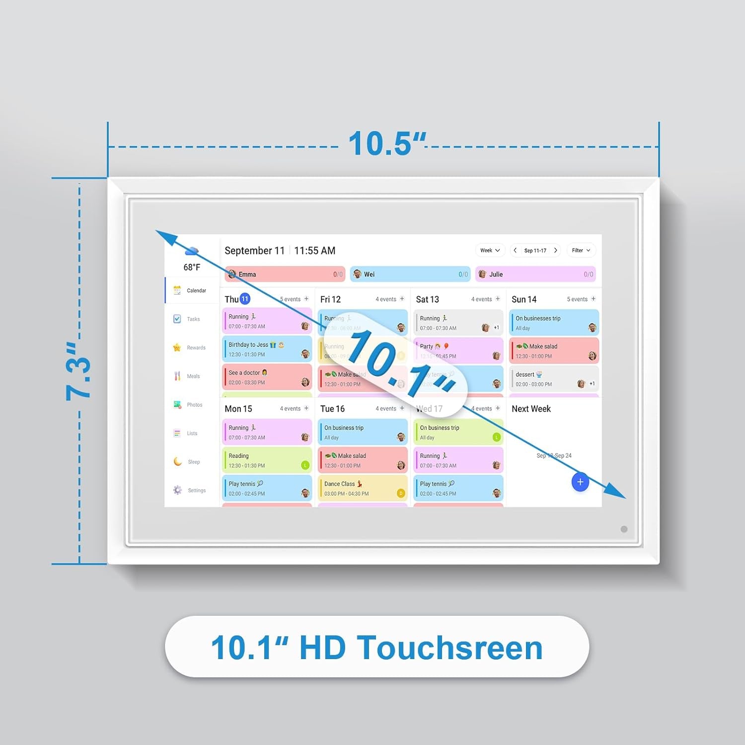 10.1 Inch Digital Calendar+Digital Picture Frame, 2026 Desk Calendar Smart Wifi Planner & Chore Chart, IPS HD Interactive Touchscreen Display Gifts for Women Men, Gifts for Mom Dad