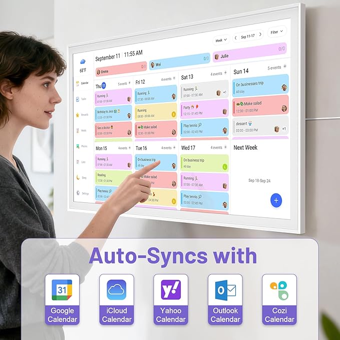 15.6 Inch Digital Calendar Wall Touch Screen Chore Chart, 32GB Electronic Calendar + Smart Family Planner, Wall and Desk Mountable, Gifts for Women Men, Gifts for Mom Dad
