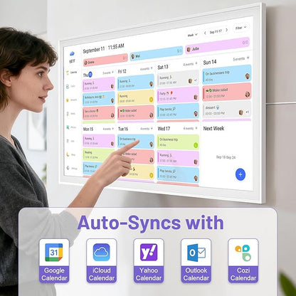 15.6 Inch Digital Calendar Wall Touch Screen Chore Chart, 32GB Electronic Calendar + Smart Family Planner, Wall and Desk Mountable, Gifts for Women Men, Gifts for Mom Dad