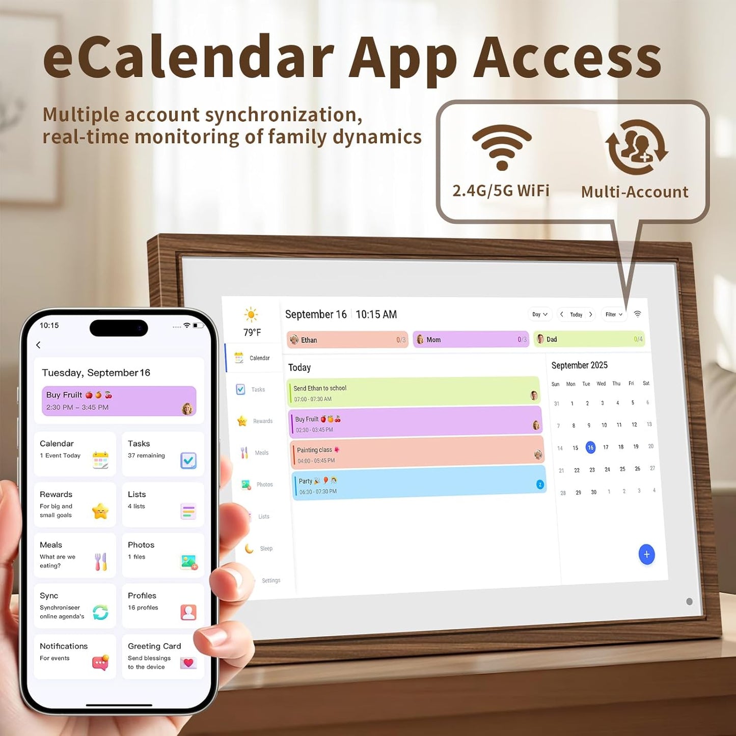 10.1 Inch Digital Calendar Chore Chart with Touchscreen - Full HD Interactive Display, Wall & Desk Mountable Family Planner, To-Do List & Meal Planner, Digital Picture Frame Gifts for Women Mom