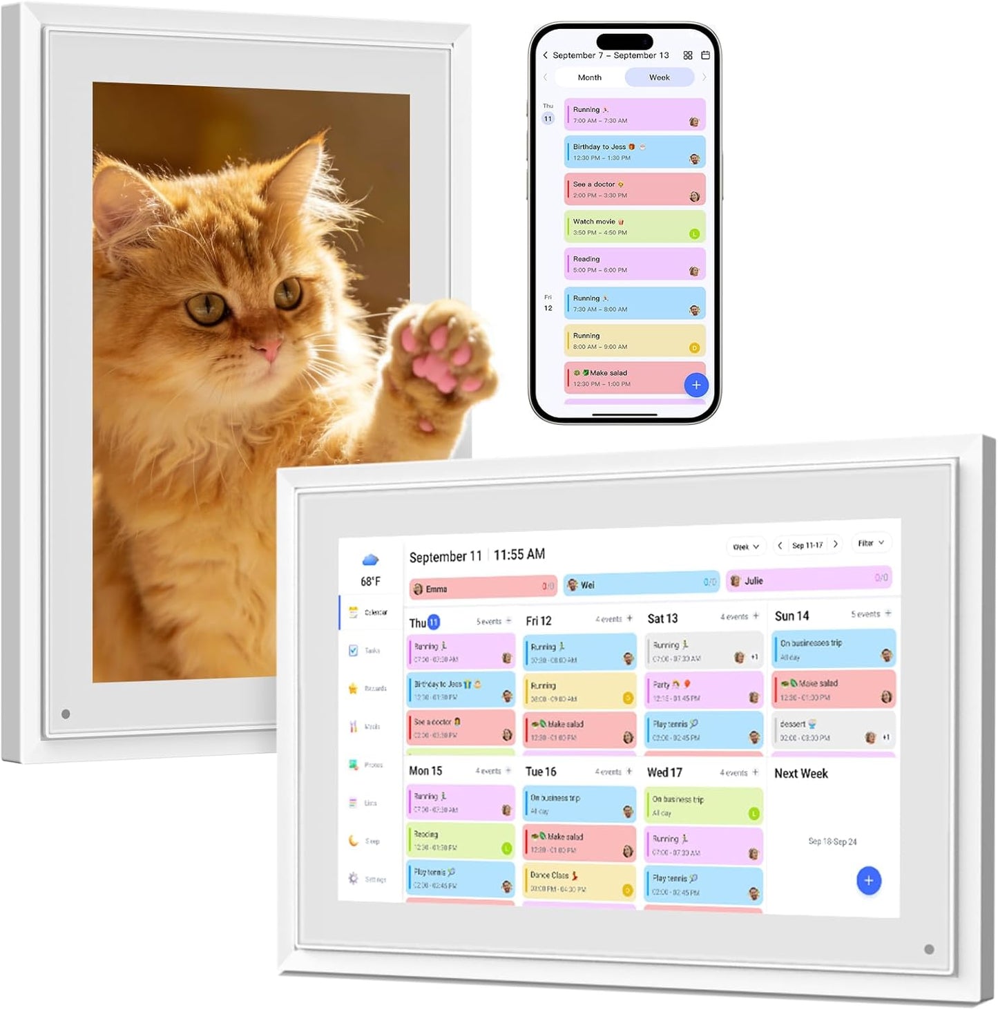 10.1 Inch Digital Calendar+Digital Picture Frame, 2026 Desk Calendar Smart Wifi Planner & Chore Chart, IPS HD Interactive Touchscreen Display Gifts for Women Men, Gifts for Mom Dad