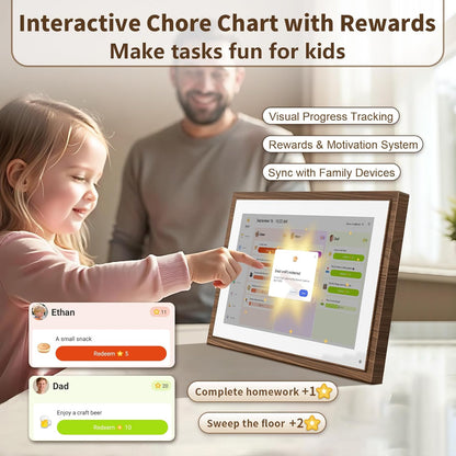 10.1 Inch Digital Calendar Chore Chart with Touchscreen - Full HD Interactive Display, Wall & Desk Mountable Family Planner, To-Do List & Meal Planner, Digital Picture Frame Gifts for Women Mom