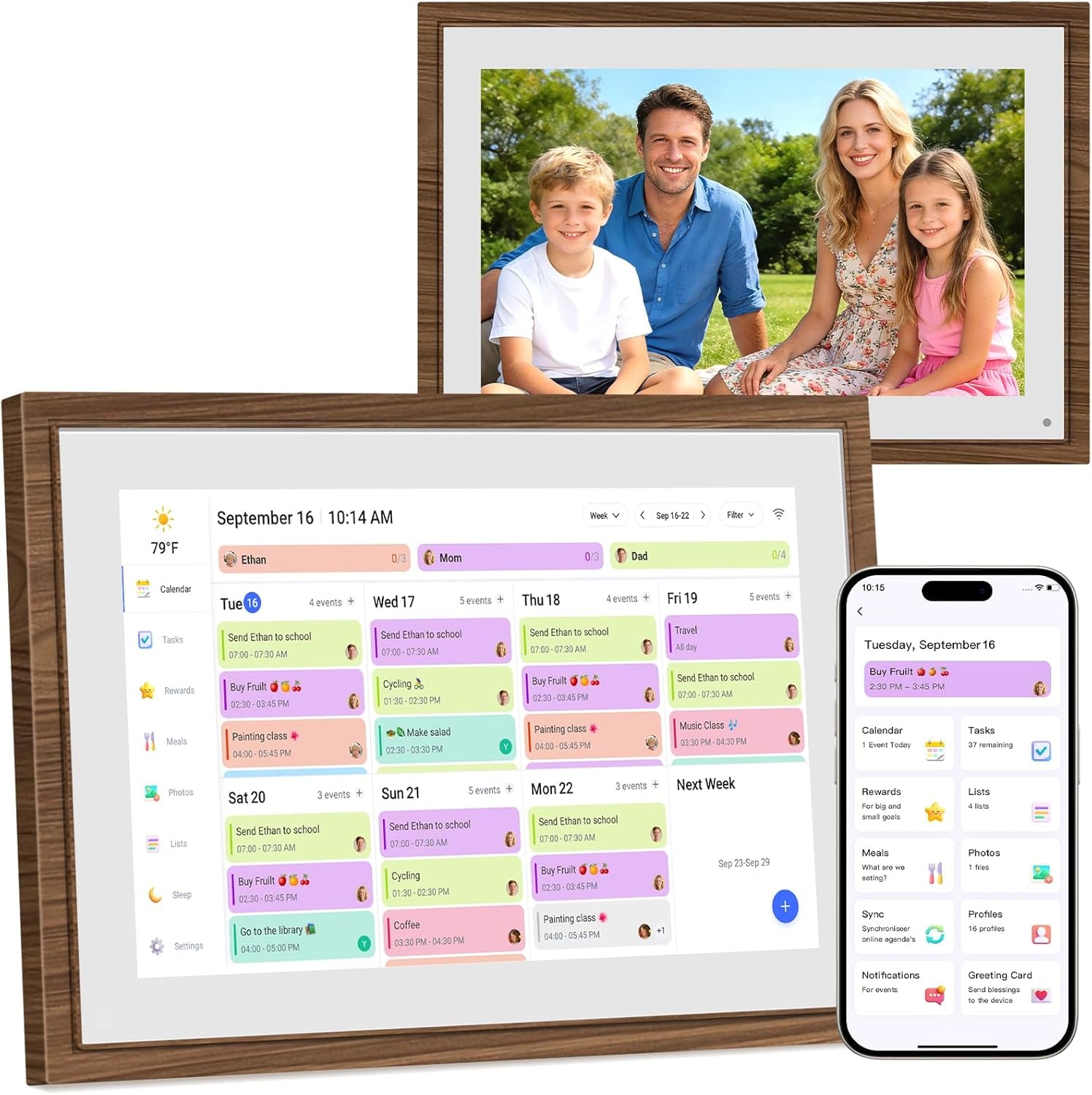 10.1 Inch Digital Calendar Chore Chart with Touchscreen - Full HD Interactive Display, Wall & Desk Mountable Family Planner, To-Do List & Meal Planner, Digital Picture Frame Gifts for Women Mom