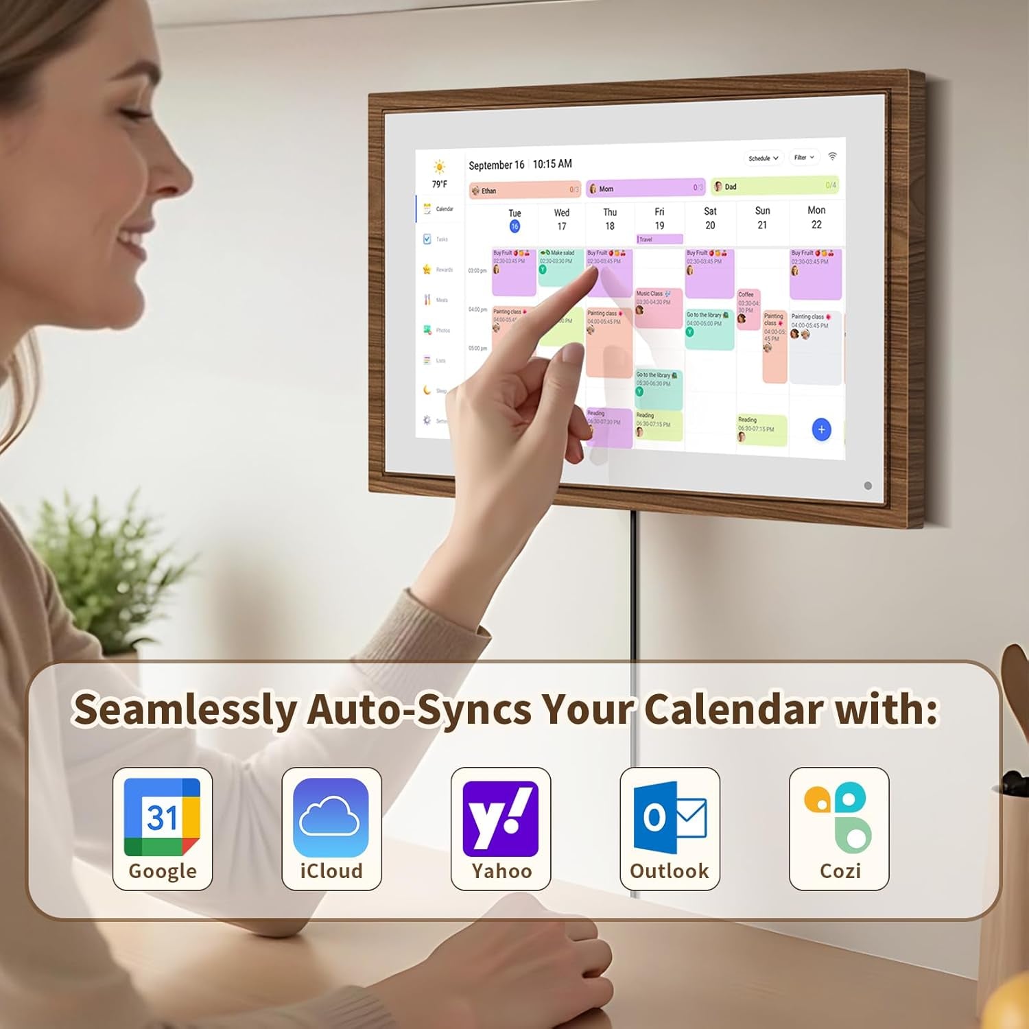 10.1 Inch Digital Calendar Chore Chart with Touchscreen - Full HD Interactive Display, Wall & Desk Mountable Family Planner, To-Do List & Meal Planner, Digital Picture Frame Gifts for Women Mom