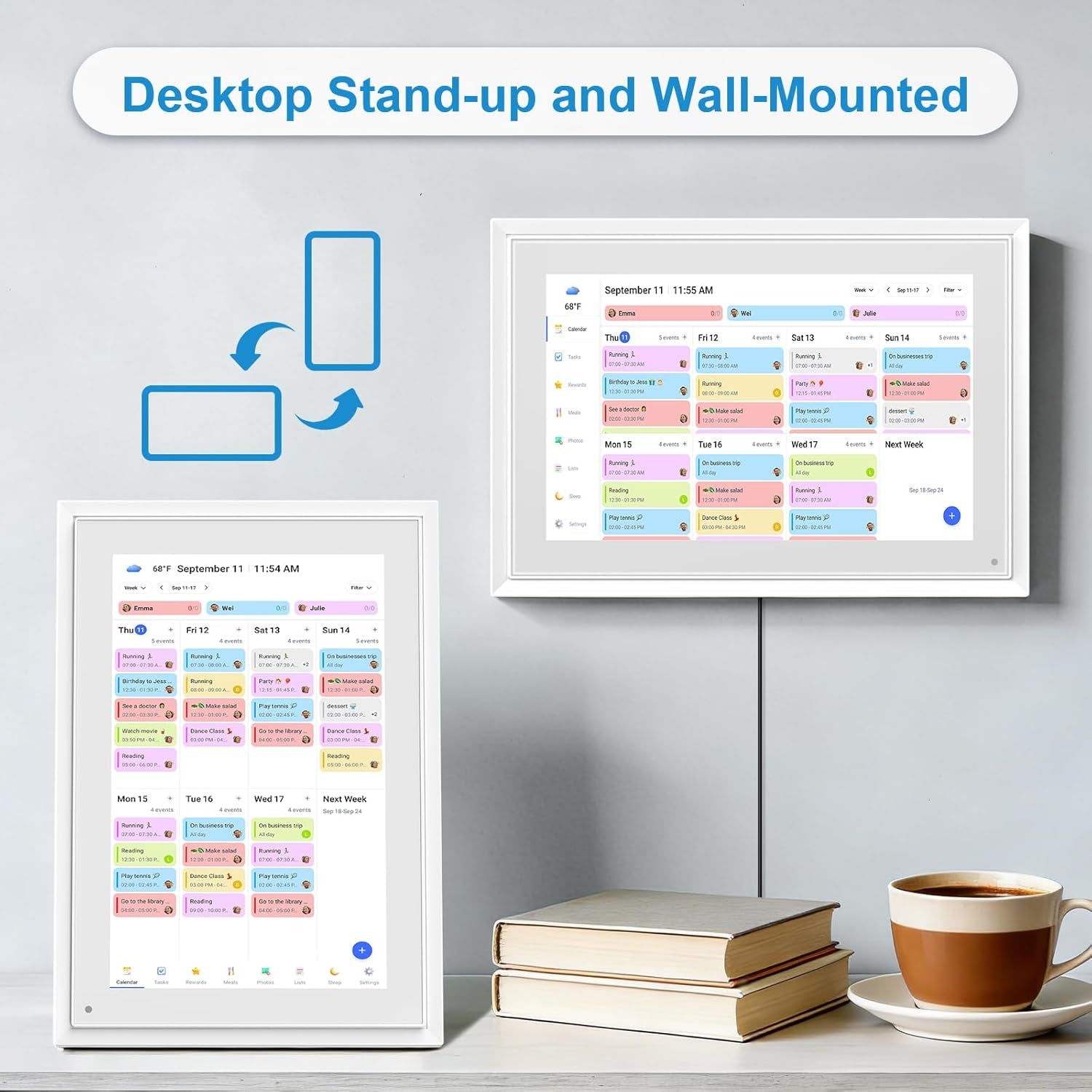 10.1 Inch Digital Calendar+Digital Picture Frame, 2026 Desk Calendar Smart Wifi Planner & Chore Chart, IPS HD Interactive Touchscreen Display Gifts for Women Men, Gifts for Mom Dad